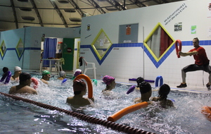 Téléthon 2017 organisé par le SPNS avec aquagym, aquabike, initiation au sauvetage sportif, baptêmes de plongée avec le Club Sub-Aquatique de Saverdun, relais d'1km par les apnéiste et initiation à l'apnée par le club d'apnée saverdunois Inspyr'Apnée (2/12/2017)