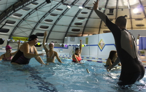 Téléthon 2017 organisé par le SPNS avec aquagym, aquabike, initiation au sauvetage sportif, baptêmes de plongée avec le Club Sub-Aquatique de Saverdun, relais d'1km par les apnéiste et initiation à l'apnée par le club d'apnée saverdunois Inspyr'Apnée (2/12/2017)