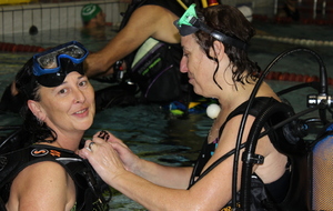 Téléthon 2017 organisé par le SPNS avec aquagym, aquabike, initiation au sauvetage sportif, baptêmes de plongée avec le Club Sub-Aquatique de Saverdun, relais d'1km par les apnéiste et initiation à l'apnée par le club d'apnée saverdunois Inspyr'Apnée (2/12/2017)