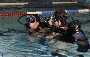 Téléthon 2017 organisé par le SPNS avec aquagym, aquabike, initiation au sauvetage sportif, baptêmes de plongée avec le Club Sub-Aquatique de Saverdun, relais d'1km par les apnéiste et initiation à l'apnée par le club d'apnée saverdunois Inspyr'Apnée (2/12/2017)