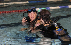 Téléthon 2017 organisé par le SPNS avec aquagym, aquabike, initiation au sauvetage sportif, baptêmes de plongée avec le Club Sub-Aquatique de Saverdun, relais d'1km par les apnéiste et initiation à l'apnée par le club d'apnée saverdunois Inspyr'Apnée (2/12/2017)