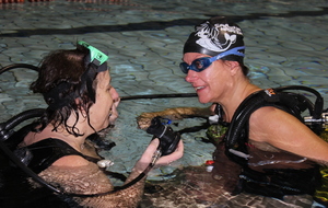 Téléthon 2017 organisé par le SPNS avec aquagym, aquabike, initiation au sauvetage sportif, baptêmes de plongée avec le Club Sub-Aquatique de Saverdun, relais d'1km par les apnéiste et initiation à l'apnée par le club d'apnée saverdunois Inspyr'Apnée (2/12/2017)