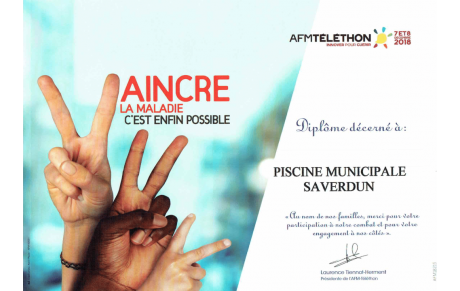 Diplôme d'attestation de dons pour le Téléthon 2018
